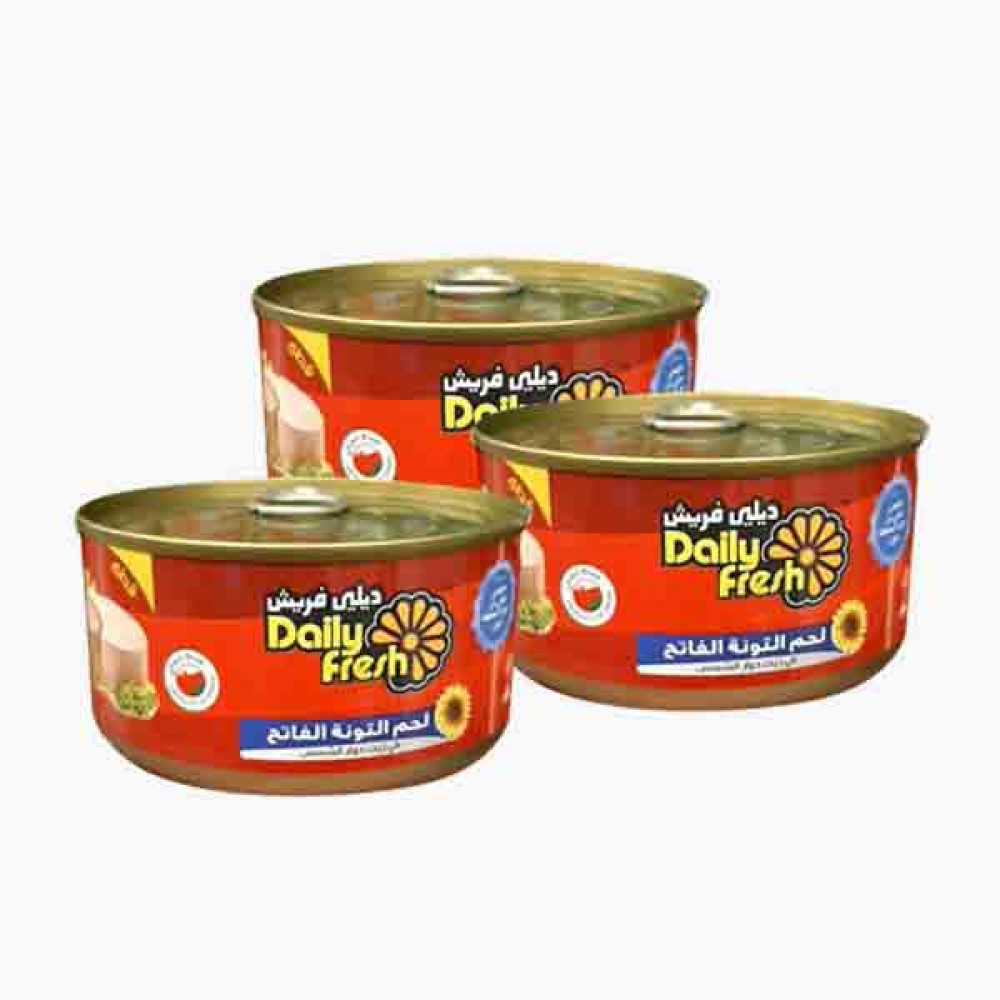 DAILY FRESH LT MT TUNA CHUNK 3X185 GM لحم تونا قطع دايلي فريش 3×185جرام