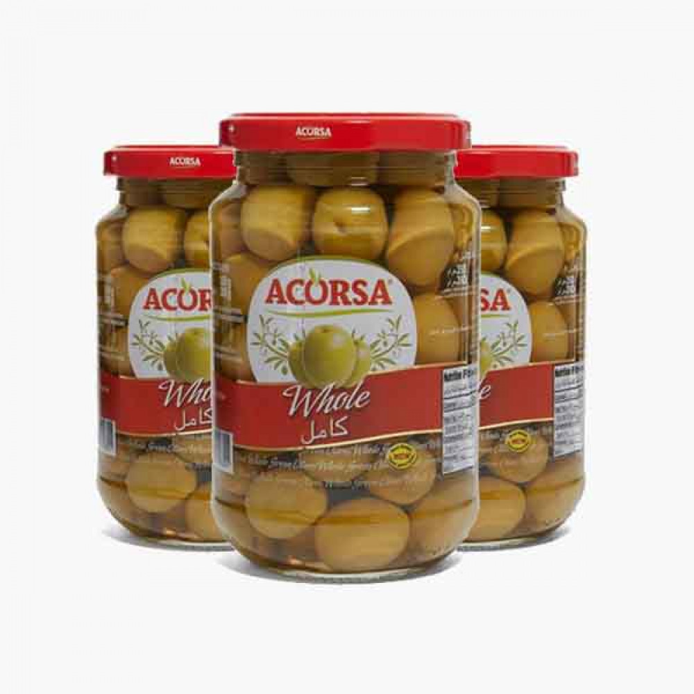 ACORSA GREEN OLIVES 3X200GM زيتون اخضر اكروسا 3×200جرام