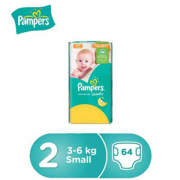 PAMPERS SAF S2 64 VP MINI 2'S بامبرز حفاضات الاطفال صغير حجم2/ 64 حبة 