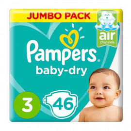 PAMPERS SAF S3 46 VP MIDI 3'S بامبرز حفاضات الاطفال متوسط حجم3 / 46 حبة 