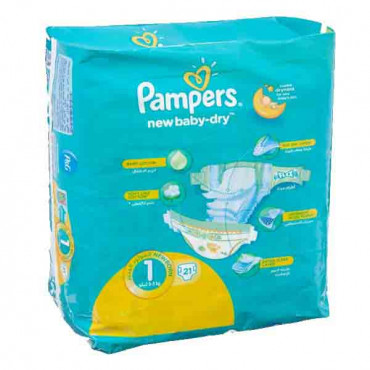 PAMPERS SAF S1 21'S CP NEW بامبرز حفاضات الاطفال حجم1 -21 حبة 