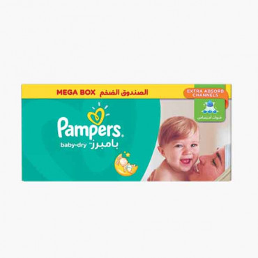 PAMPERS S5 MEGA BOX JUNOIR 104'S بامبرز الصندوق الضخم قياس 5