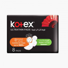 KOTEX ULTRA THIN PADS SUPER+WINGS 8 كوتكس فوط صحية  الترا سوبركوكو بالاجنحة  8 حبات 