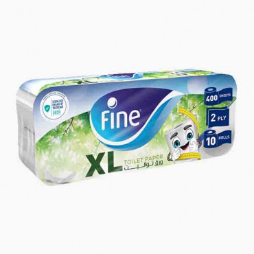 FINE TOILET ROLL EXTRA LONG 400 فاين مناديل الحمام مزدوجة حجم كبير 400 منديل 