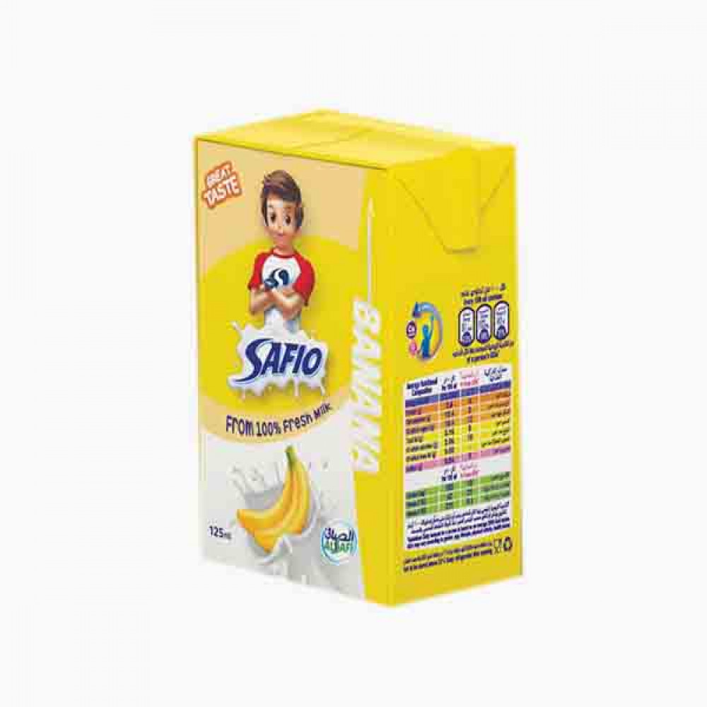 SAFIO UHT MINI BANANA MILK 125ML حليب موز يوح تي صافيو 125مل