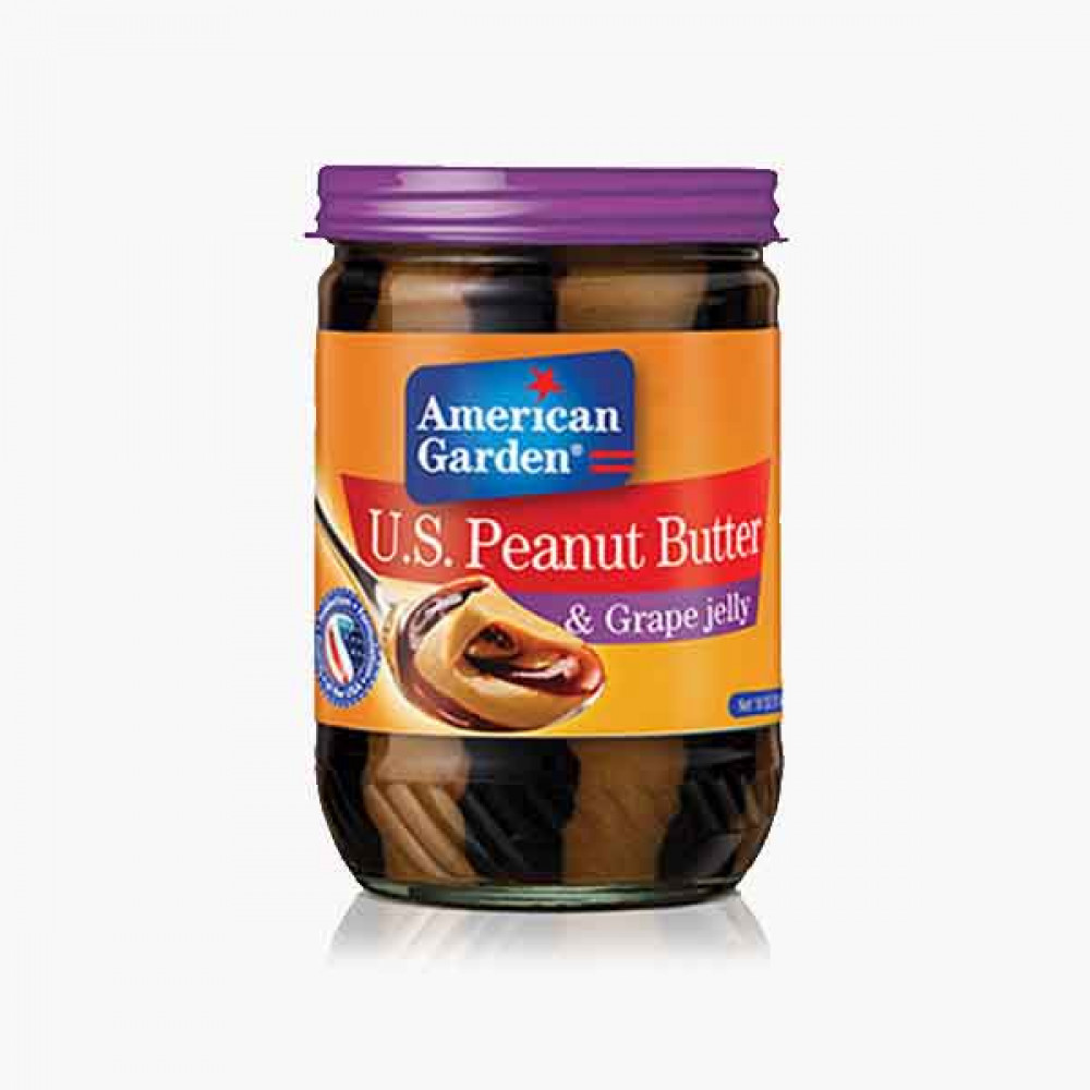 AMERICAN GARDEN PEANUT BUTTER GRAPE JE 18OZ حيدقة امريكان زبدة فول السداني عنب18از