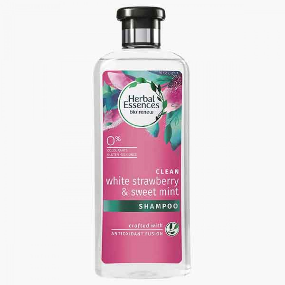 HE SHMP WHITE STRAWBERRY&MINT 400ML هيربل اسنسز شامبو بالنعناع كلين  وايت 400 مل 