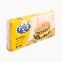 PUCK SLICE CHEESE CHEDDAR 400 GM (20 SLICES) جبنة ..