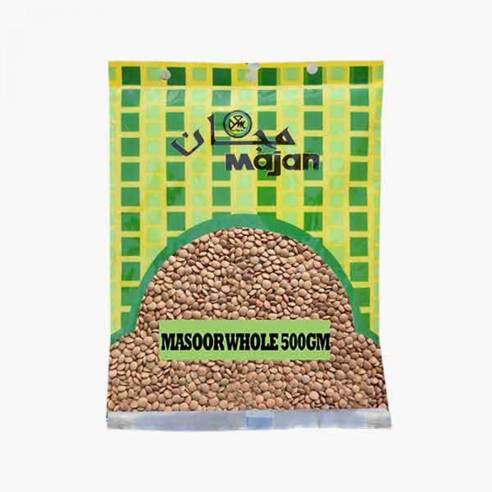 MAJAN MASOOR WHOLE 500GM دال احمر كامل مجان 500جرام