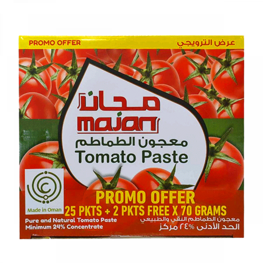 MAJAN TOMATO PASTE SACHET 70GM 25+2PKT EXTRA