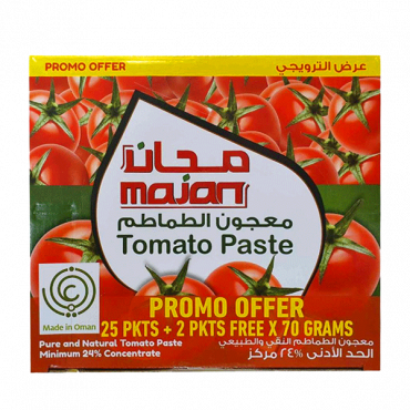 MAJAN TOMATO PASTE SACHET 70GM 25+2PKT EXTRA