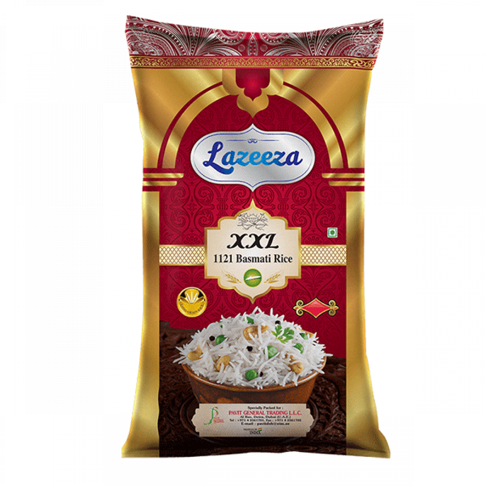 LAZEEZA XXL 1121 STEAM BASMATI RICE 35KGأرز لذيذ XXL1121 باسمتي 35كيلو