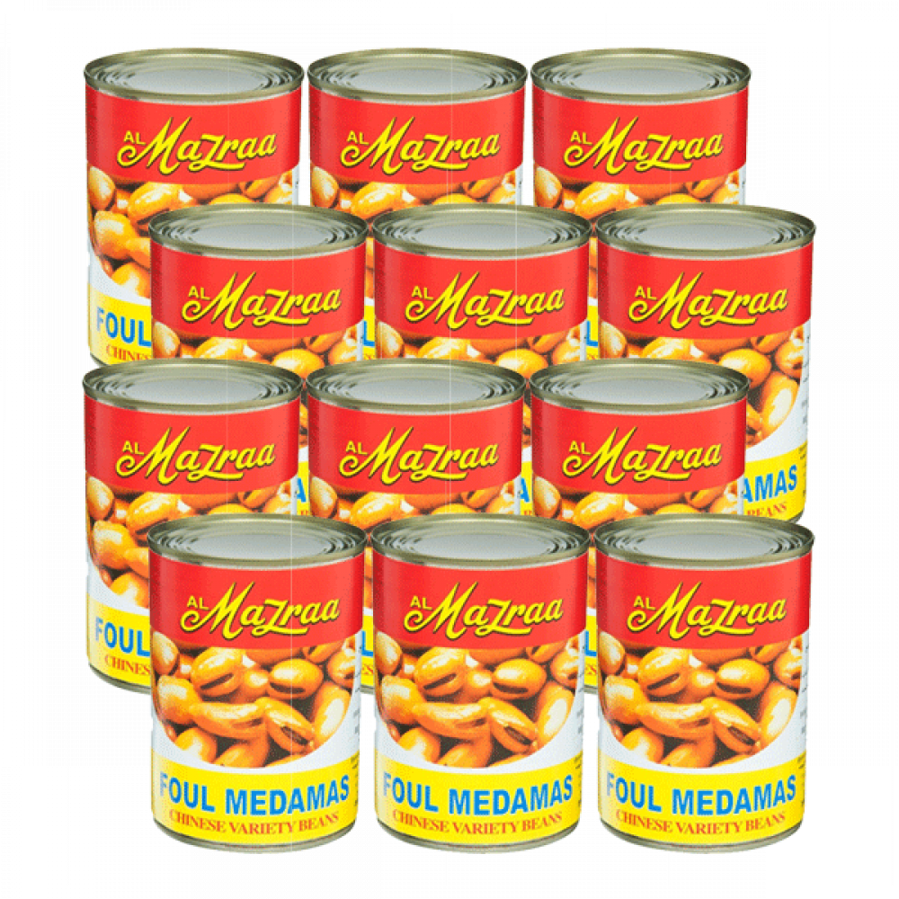 AL MAZRA FOUL MEDAMAS 12X400GM S/PRICEفول مدمس المزرعة 12×400جرام