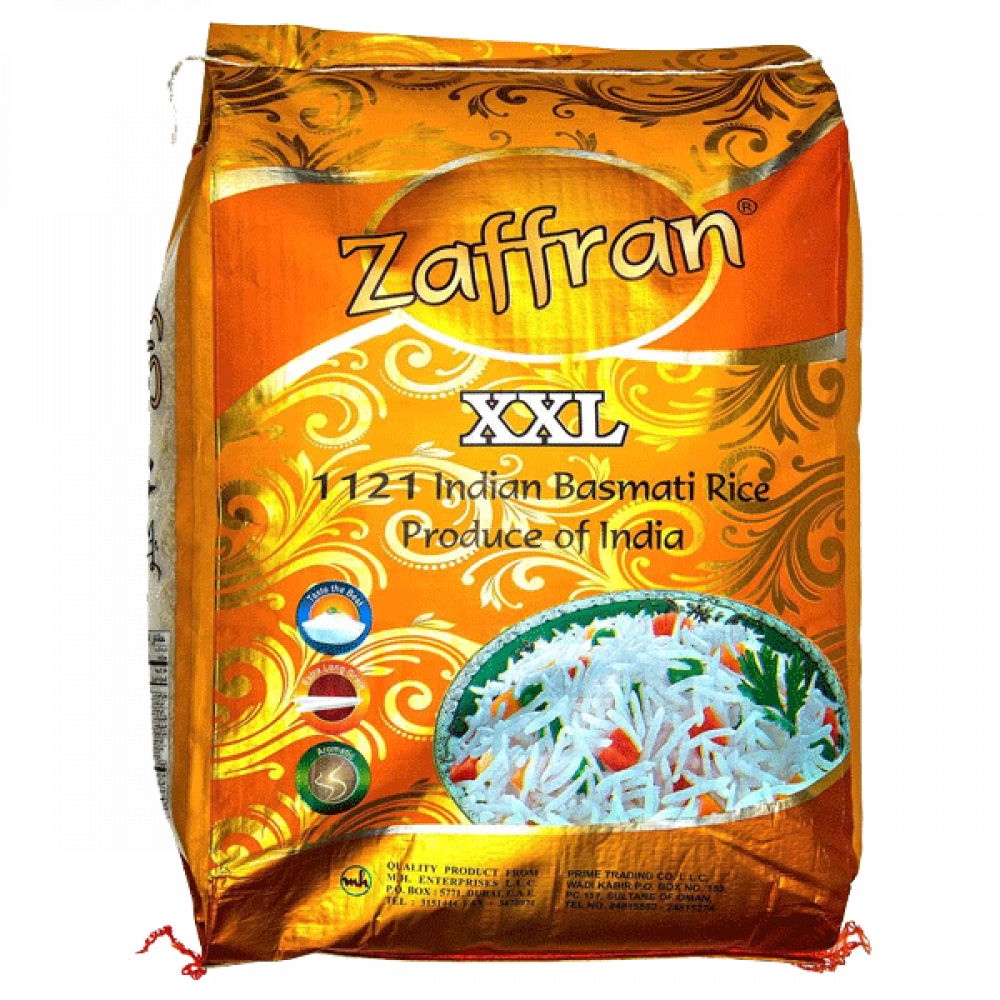 ZAFFRAN BASMATI RICE INDIAN1121 XXL 20 KG أرز بسمتي الهندي 20 كغ 